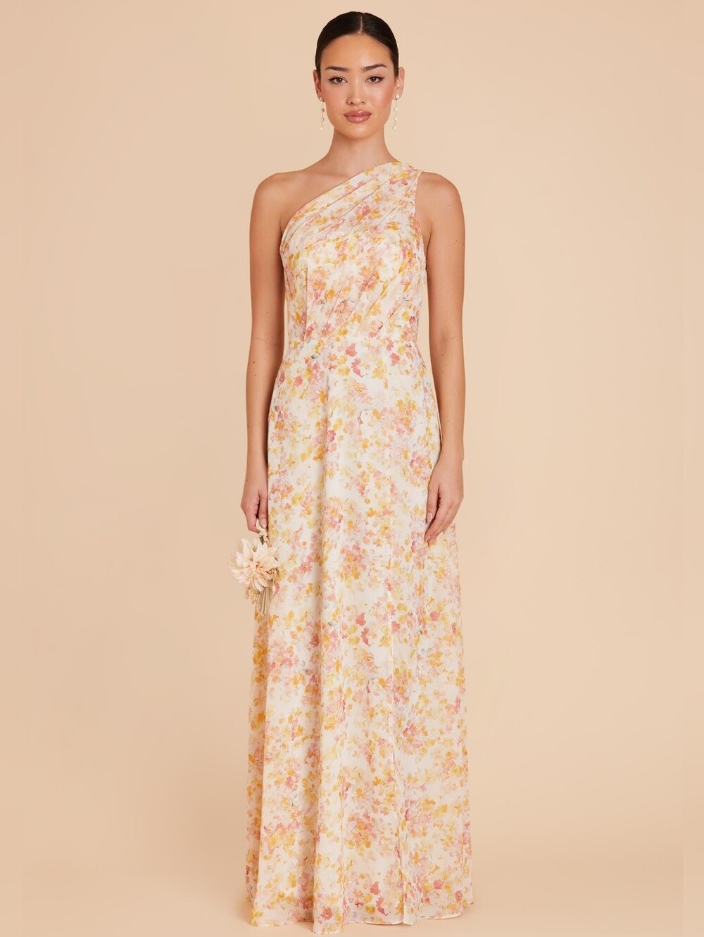 Birdie Grey Kira One Shoulder Chiffon Dress floral print Size M